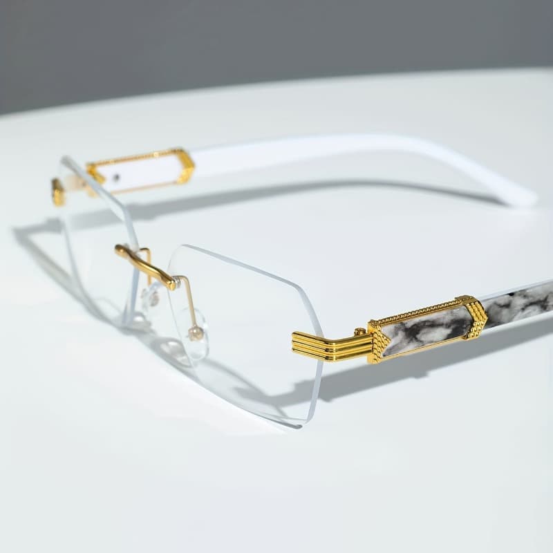1pc Fashion Transparent Rectangle Lens Glasses, Metal Outdoor Casual Men's Sunglasses