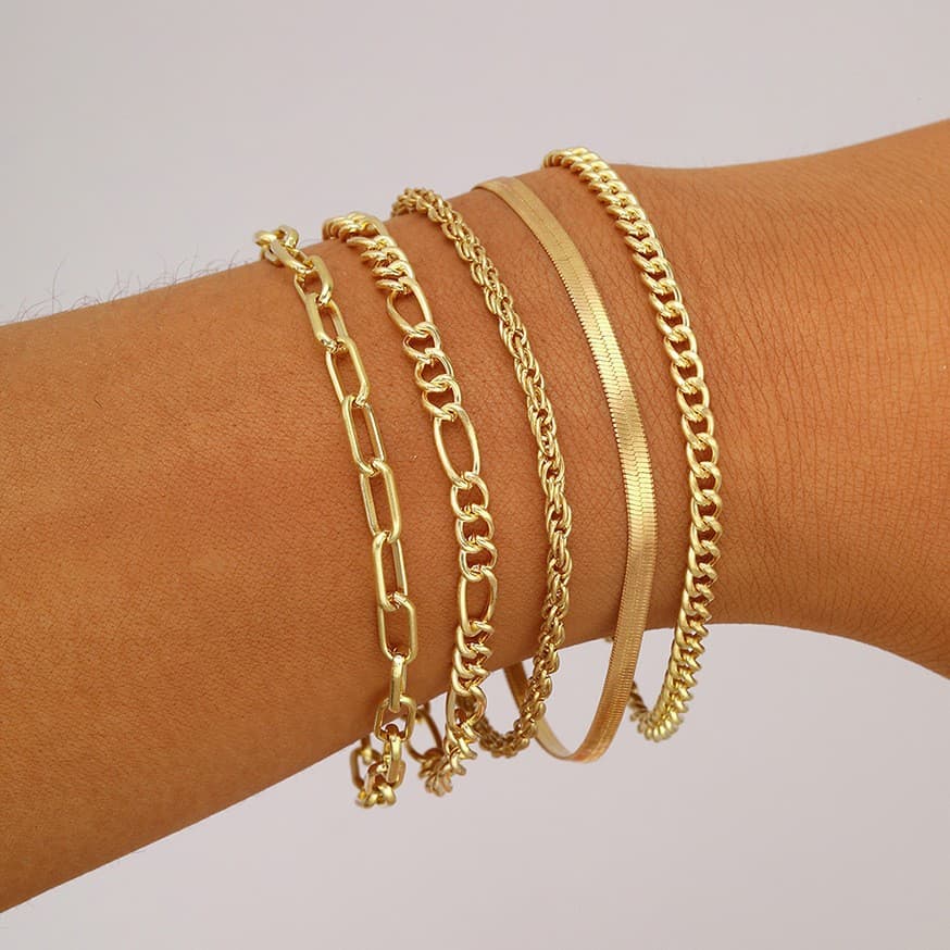 Bohemian minimalist hand jewelry metal chain women's set 6 multi layer chain simple bracelet