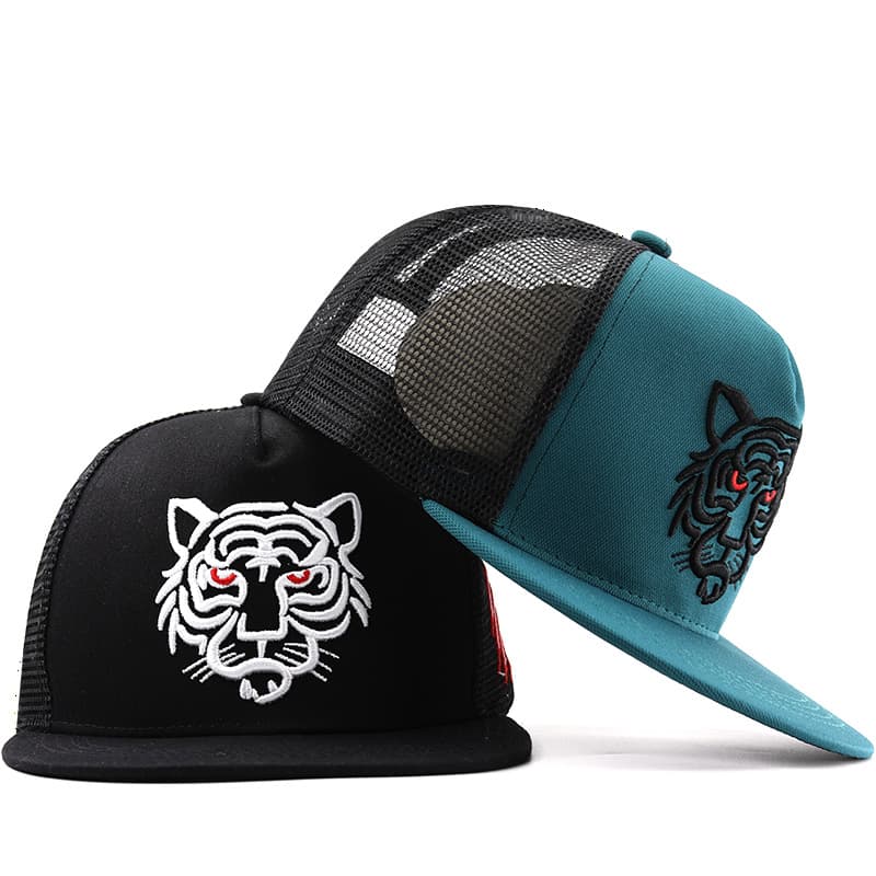 Flat Edge Embroidered Tiger Head , Men's Plus Size Trendy Brand Casual Versatile Baseball Cap, Sunshade Mesh Hip-hop