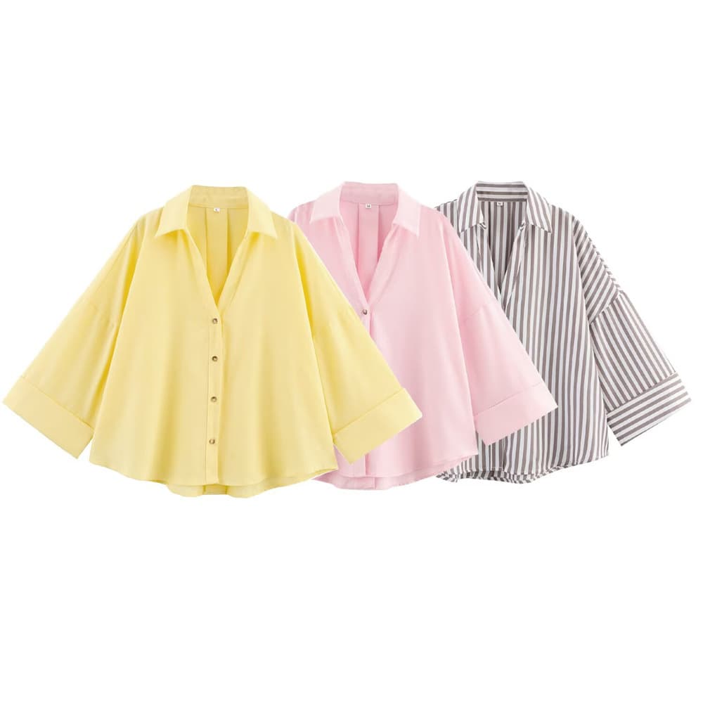 Women's Slim Fit Striped Shirt Top Multi-Color Linen Long-Sleeved Casual Elegant Fashion Summer Blouse American Style