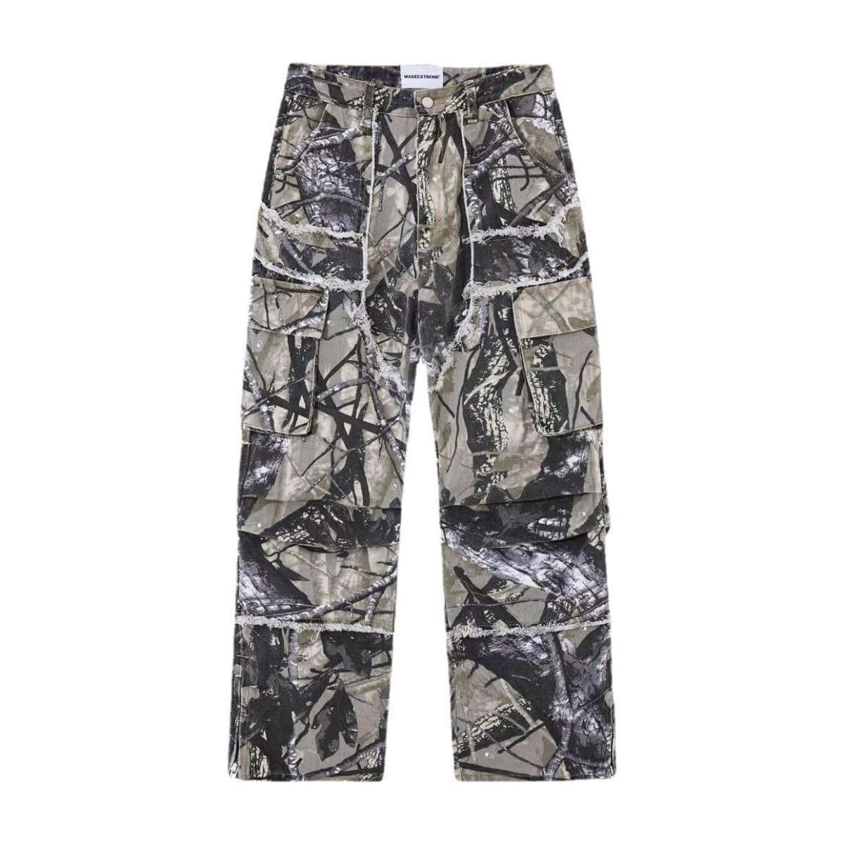 baggy jeans American retro camouflage multi-pocket jeans men's high street hip-hop straight overalls foreign trade