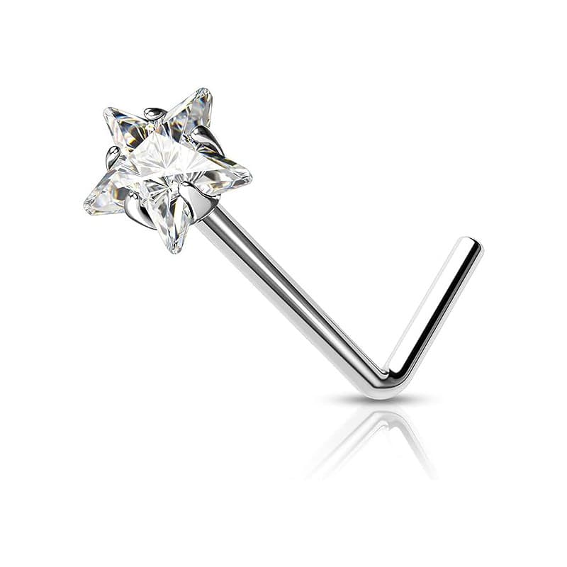 Piercing de nez en zircone 3A en forme de cœur, forme ronde, cinq étoiles, tige incurvée, bijoux pour femmes