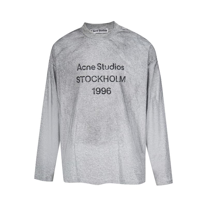 T-shirt unisexe à manches longues, style AC tendance, imprimé lettres simples, coupe déstructurée, fine et ample, style « Pas la Belle au bois