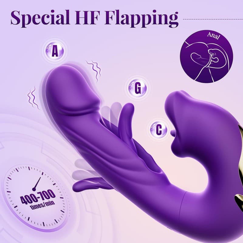 Explosive 3-in-1 Red Lips Tongue Licking Clitoris Stimulation Simulation Dildo Tongue Licking Sucking Hollow Tapping