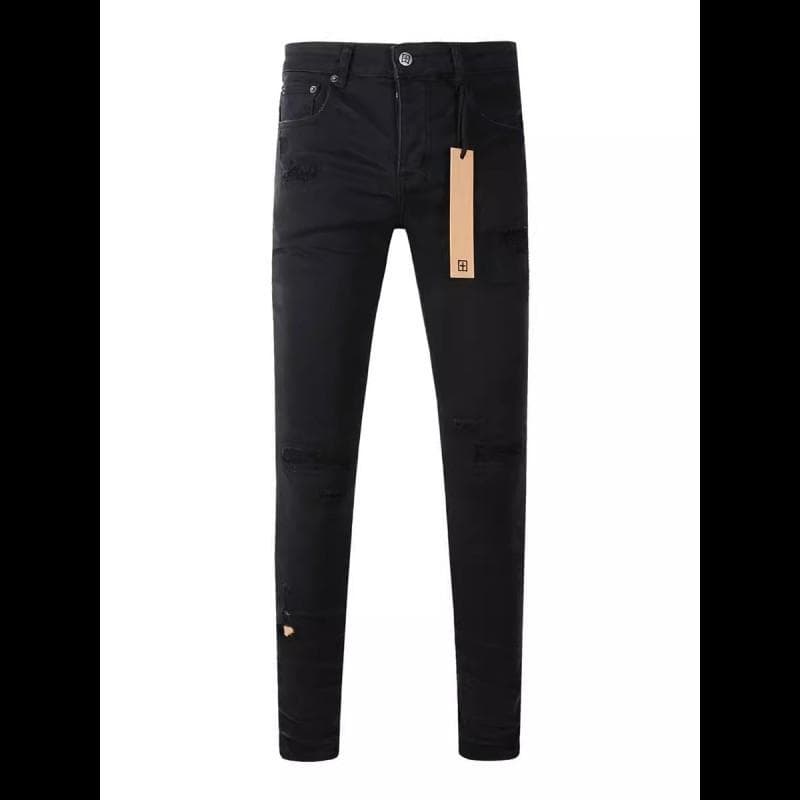 Jeans droits brodés et écussons pour hommes - Denim