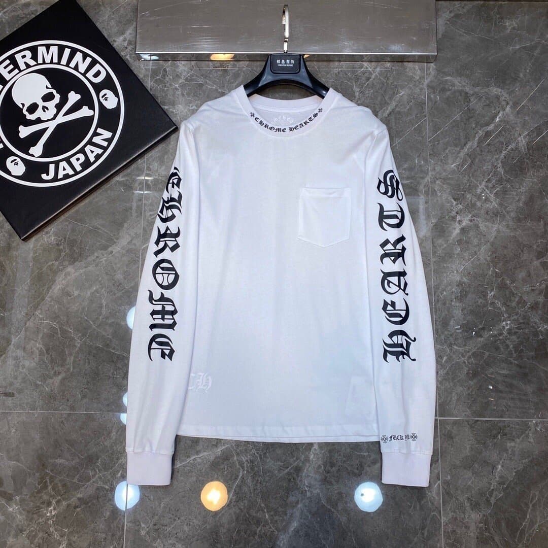T-shirt à manches longues Chrome Hearts style fer à cheval – Coton premium, imprimé croix gothique, t-shirt streetwear graphique unisexe multico