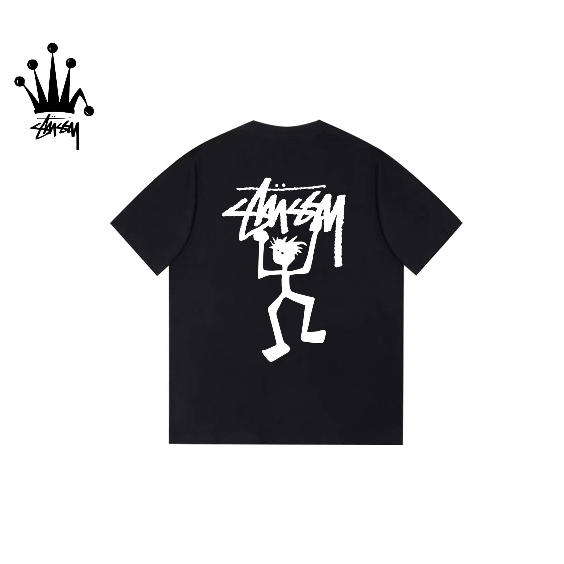 Stussy Matchstick Printed Pattern Pure Cotton Short Sleeved T-shirt
