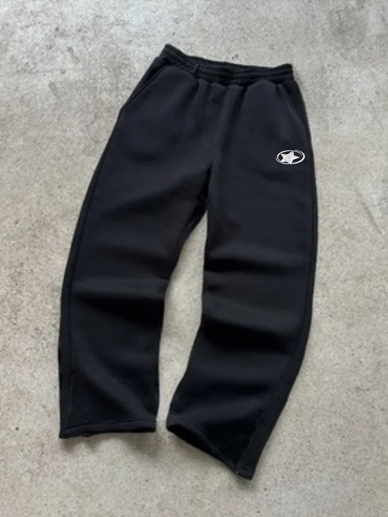 Ensemble sweat à capuche à patchs en caoutchouc pour homme - Survêtement streetwear, tenue décontractée oversize