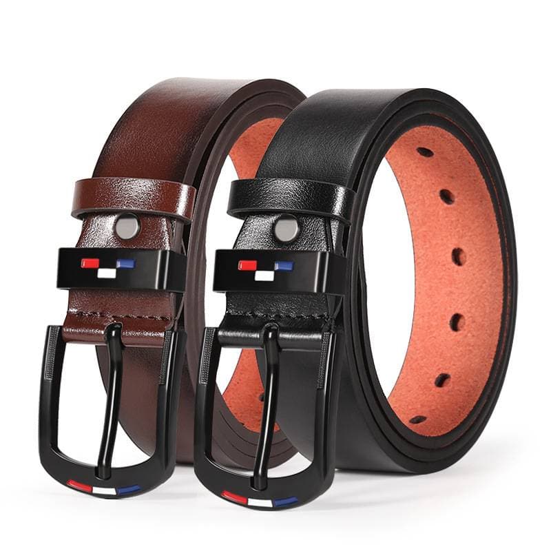 Men's Gunmetal Belt – Slim PU Leather Belt (Minimalist Buckle & Jeans Compatible)​