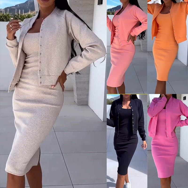 Women's Clothing hot sale autumn and winter new suspender skirt jacket top two piece women's clothing