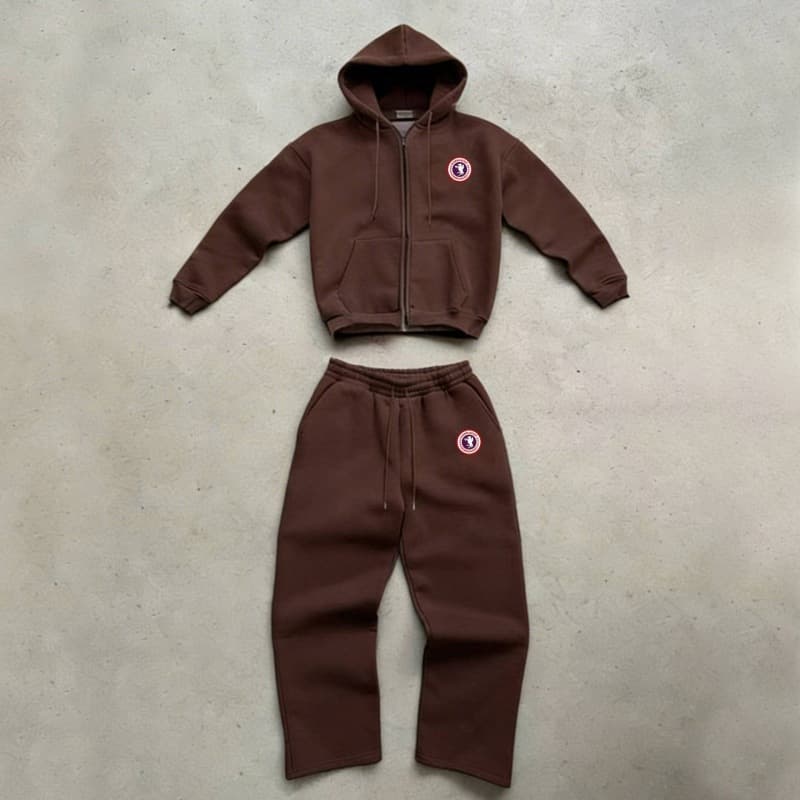 Ensemble cardigan/sweat-shirt doublé polaire pour homme, veste à capuche imprimée style américain, pantalon de survêtement à jambes larges, deu