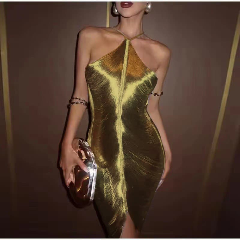 Women's Clothing Fashionable Tassel Halter Backless Dress