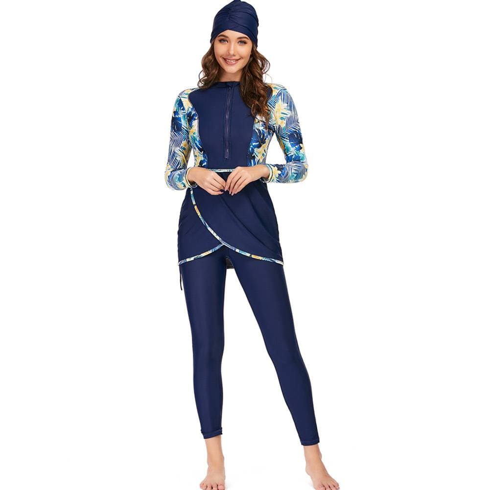 Women's Clothing Long Sleeve Swimsuit Women's Print Set With Skirt Fashionable Sexy One Piece Swimwear Polyester Fabric With Lining
