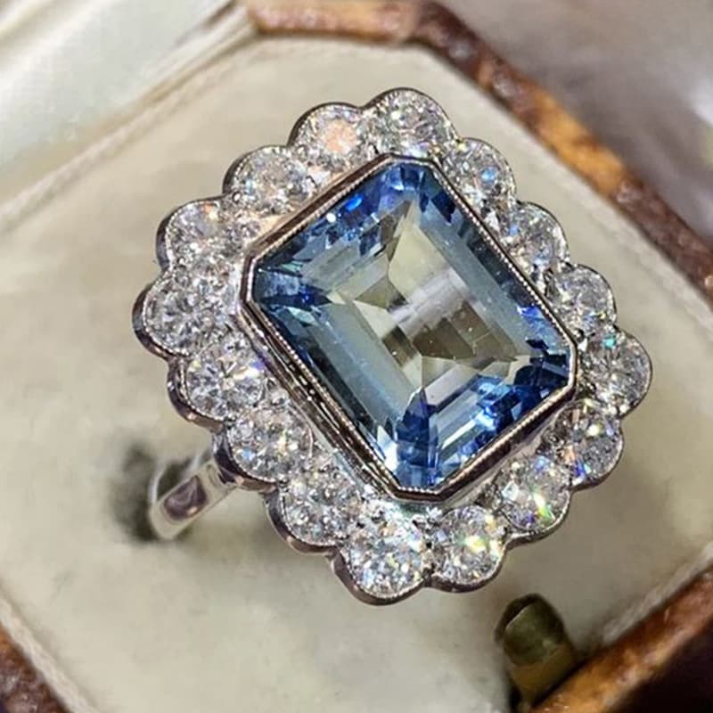Accessories Vintage Ladies Zircon Silver Plated Gemstone Ring Jewelry Gift Jewelry