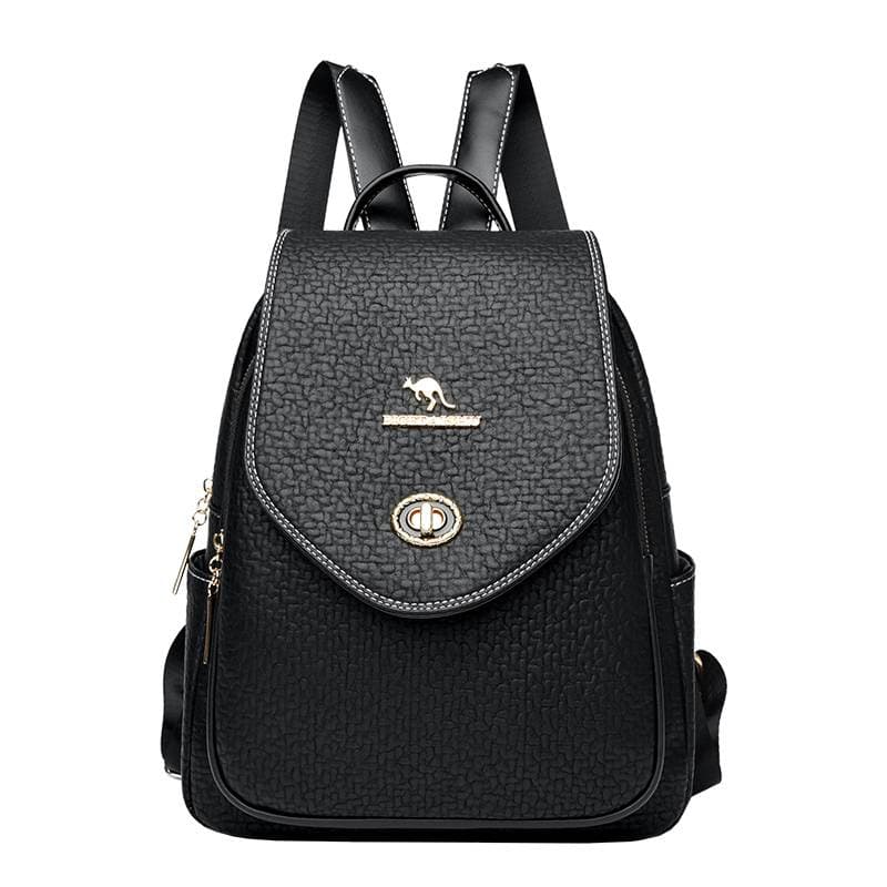 Kangaroo Backpack for Women 2024 New Fashion Versatile Mommy Casual Backpack Soft Leather Large Capacity Travel Bag
