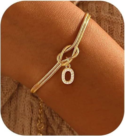 Bracelet en zircon avec 26 lettres, tendance, nœud concentrique, rond, en os de serpent, pour couple, amitié, bijoux de main