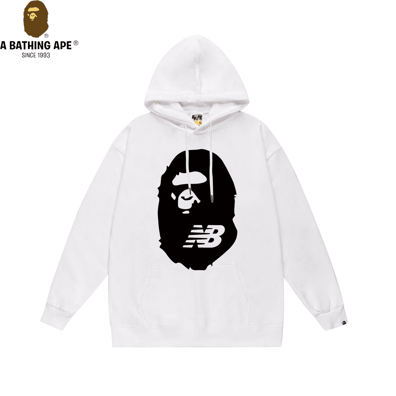 Sweat à capuche unisexe en coton imprimé avec logo tête de singe américain rétro de style américain A Bathing APE - BAPE et New Balance