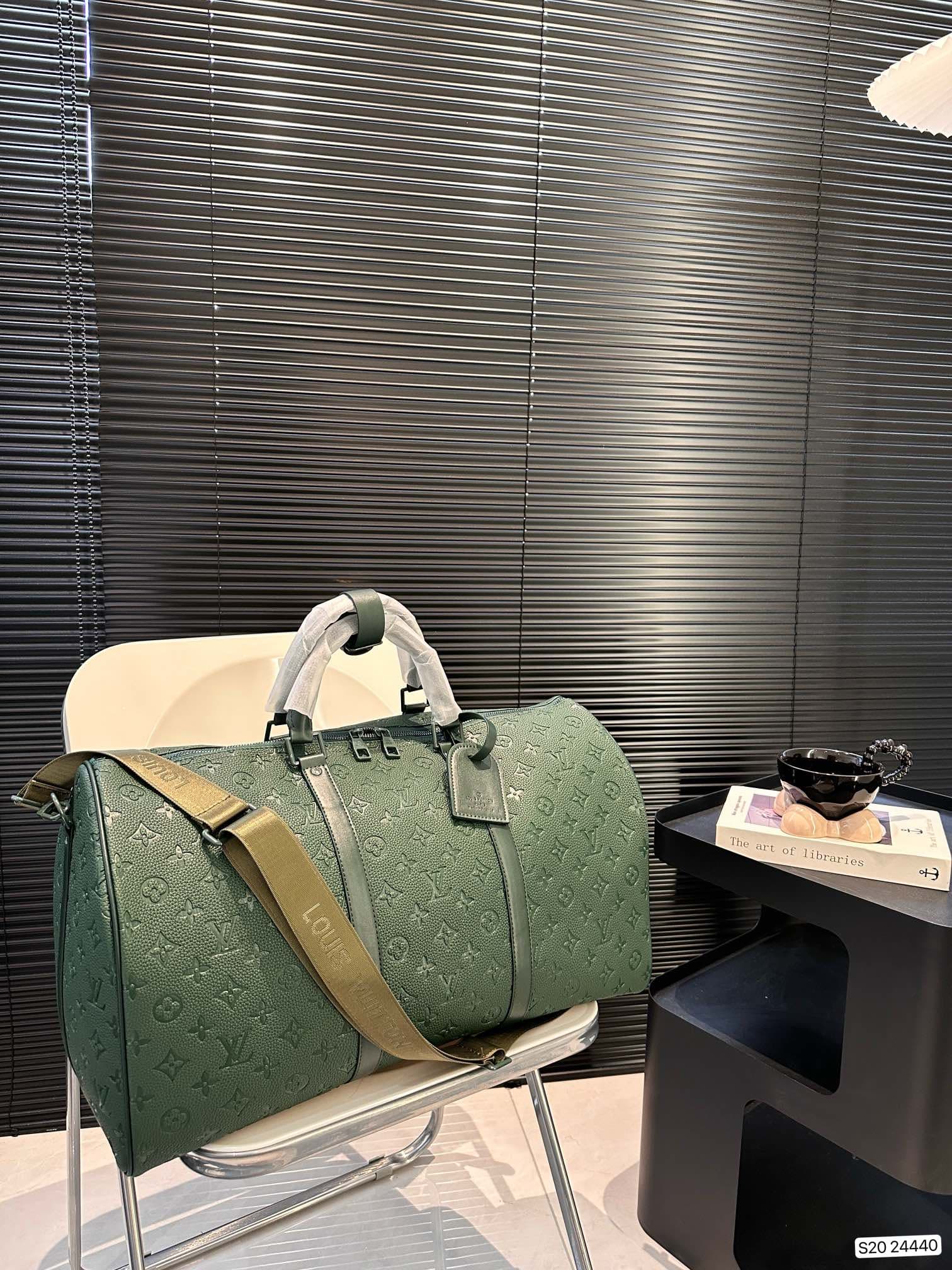 Sac de voyage neuf en cuir véritable avec sac à main et sac à bandoulière de grande capacité Taille : 50 * 29 cm