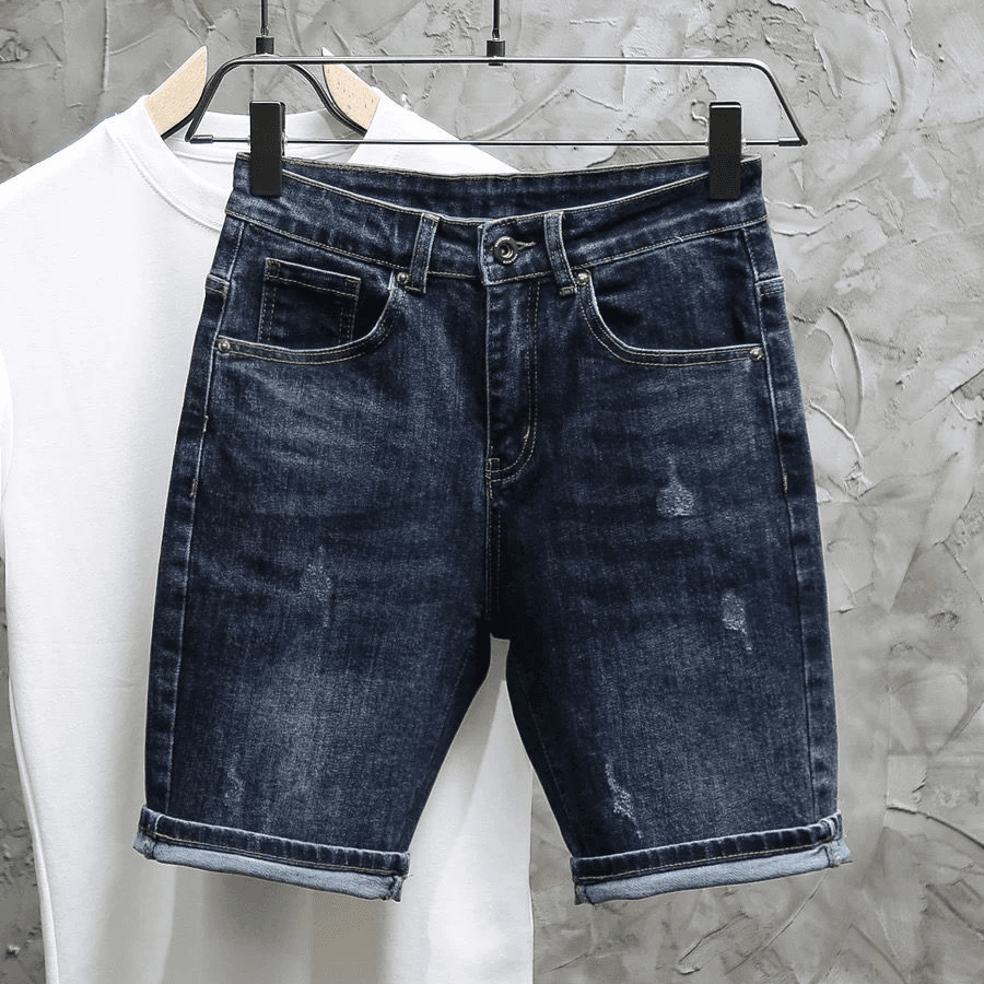 Men's Clothing Blue Denim Shorts Men's Retro Stretch Shorts Men's Shorts Trendy Breeches Summer Thin