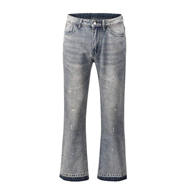 Men's Clothing Yourbrand] Men's & Women's Paint-splatter Bootcut Jeans | Vintage Washed | High Street Style | 70s Retro Flare