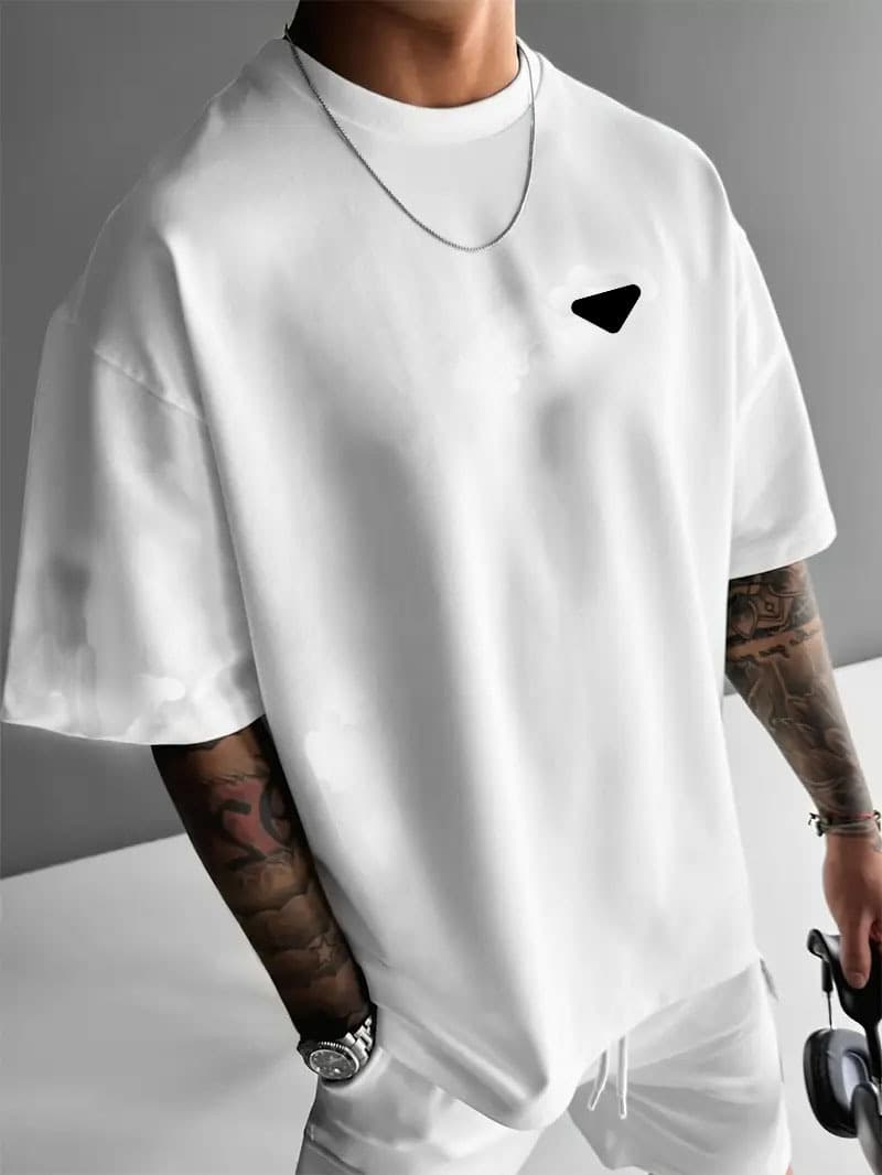 Men's Fashion Short-sleeved T-shirts Summer Slim-fit Pure Cotton Printed T-shirts Trendy Casual Versatile Tops