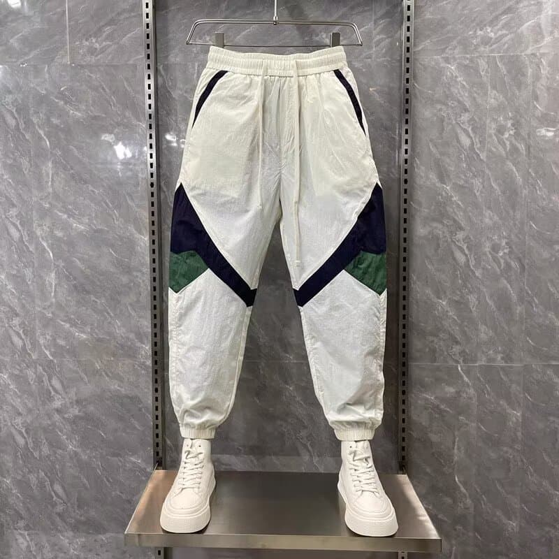 Men's Clothing Summer Thin Color Matching Casual Pants With Elastic Waist And Slim Fitting Pants,new Fashion Harem Pants