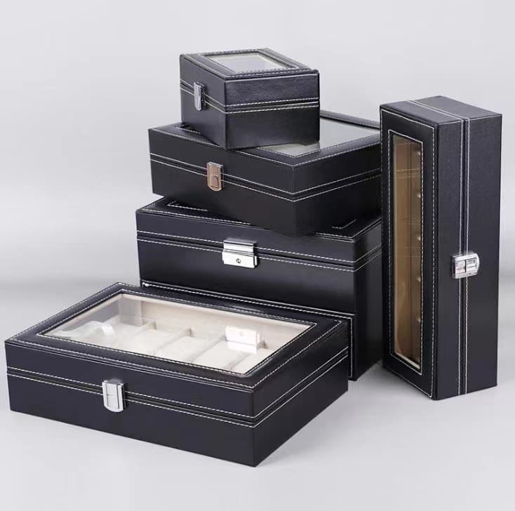 Watch Storage Box 12-Slot Watch Storage Box – Wooden Display Case (PU Leather & Lockable)​