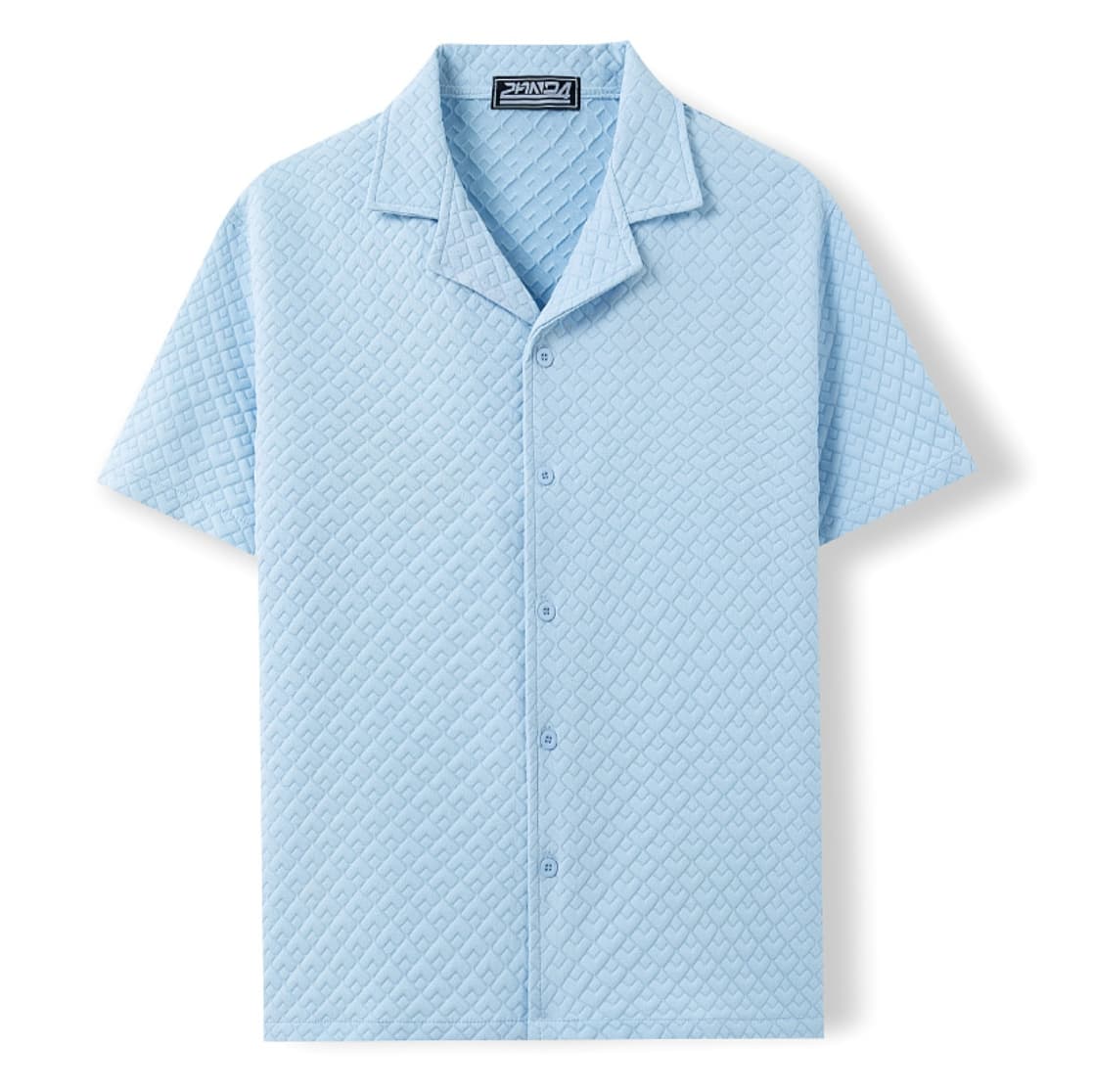Men's Clothin Summer New Men's Clothing American Casual Short Sleeved Shirt Cuban Collar Button Casual Jacquard Shirt A0302