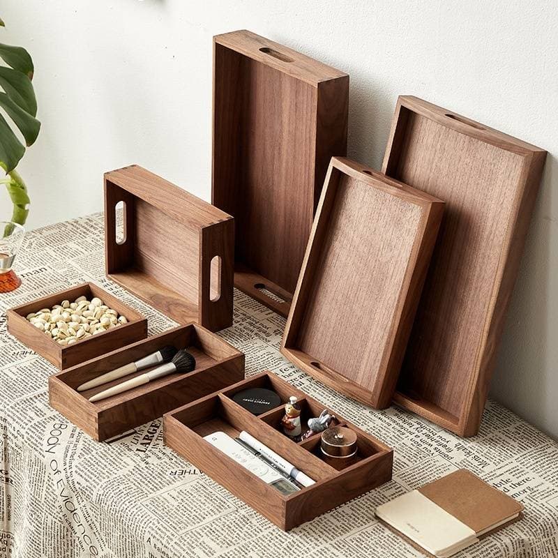 Solid Wood Entryway Organizer - Desk Tray For Keys Jewelry Cosmetics & Stationery Multi-Purpose Storage Box For Home & Office