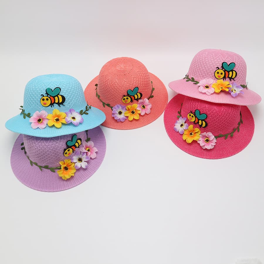 Children's straw hat girls cute kindergarten baby outdoor sunshade sun protection travel children's basin hat fisherman sun hat