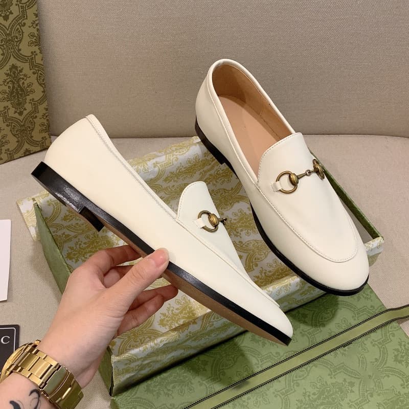 Mocassins en cuir avec boucle en fer à cheval en métal pour chaussures pour femmes, pas décontracté, personne paresseuse, semelle plate, double G