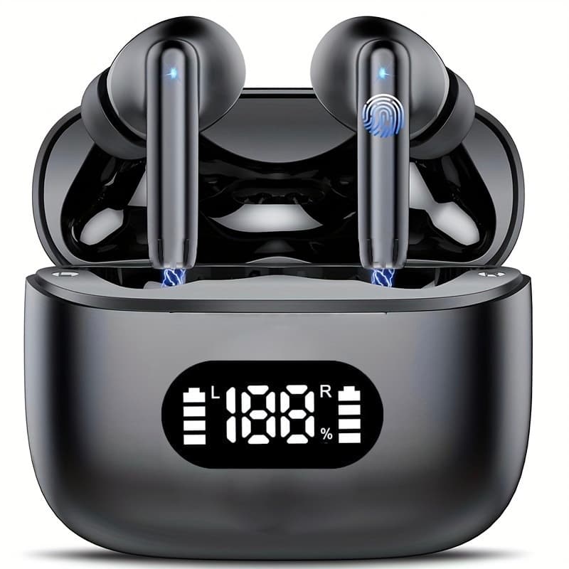 Wireless Earphone 40dB Noise Cancelling Bluetooth 5.3 Headphone 6 Mic ENC with LED Display HD Call TWS Earbuds
