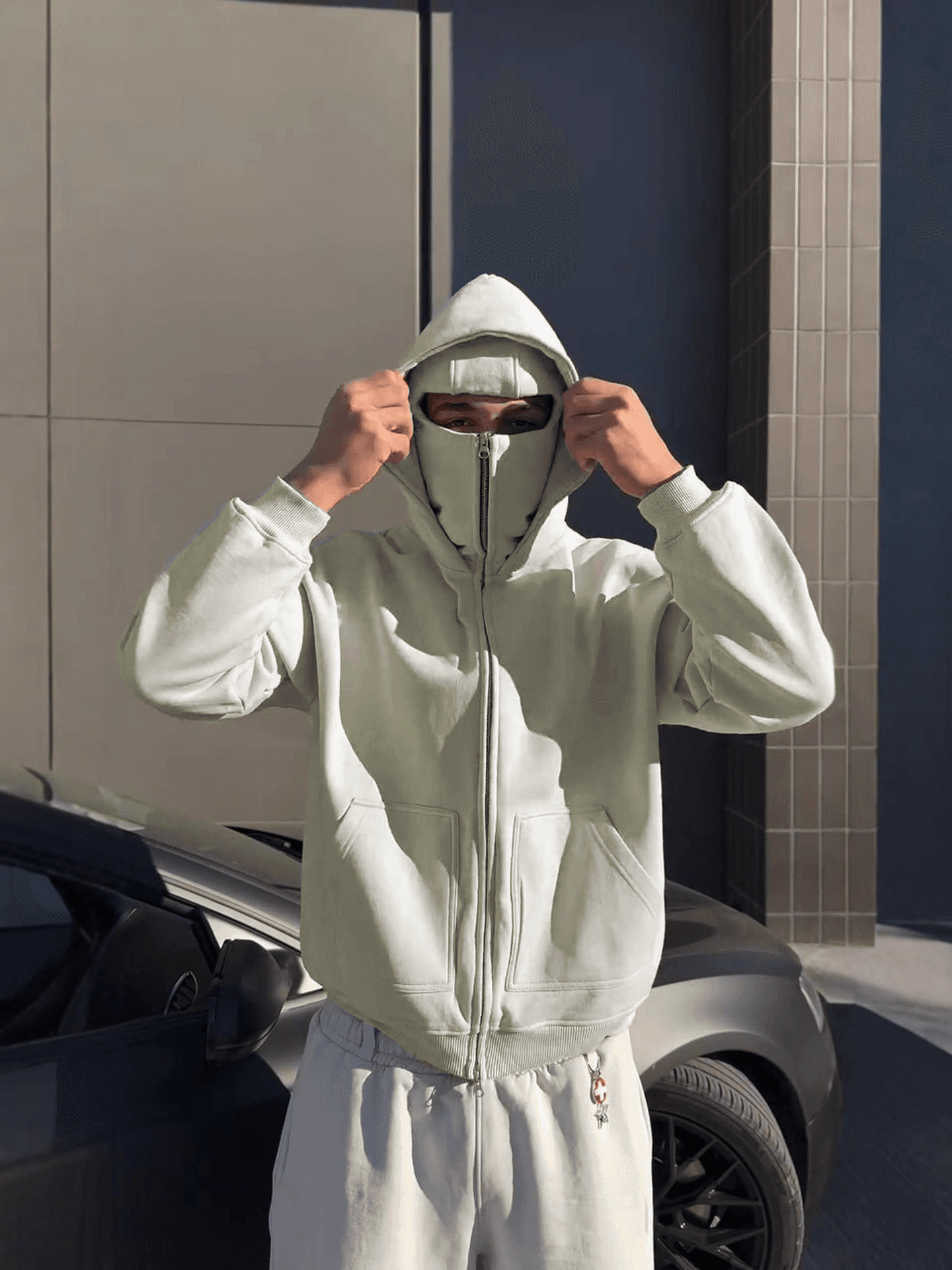 Solid Color High Collar Autumn And Winter Trendy Brand Personality Simple Hoodie Cardigan Sweater Suit Men And Women