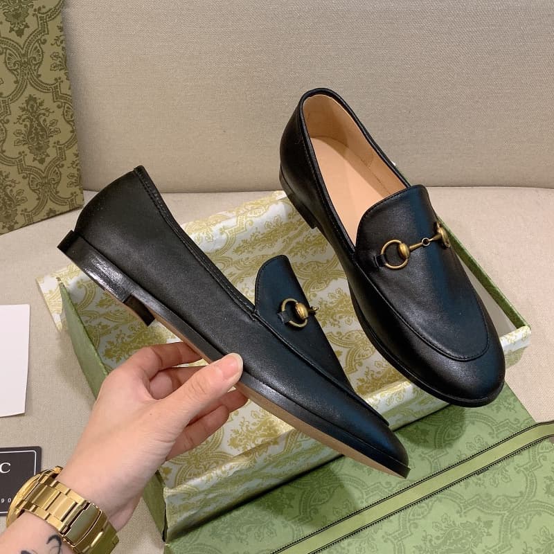 Mocassins en cuir avec boucle en fer à cheval en métal pour chaussures pour femmes, pas décontracté, personne paresseuse, semelle plate, double G