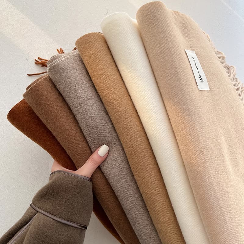 Cashmere scarf female simple solid color tassel long warm imitation cashmere scarf versatile monochrome casual shawl