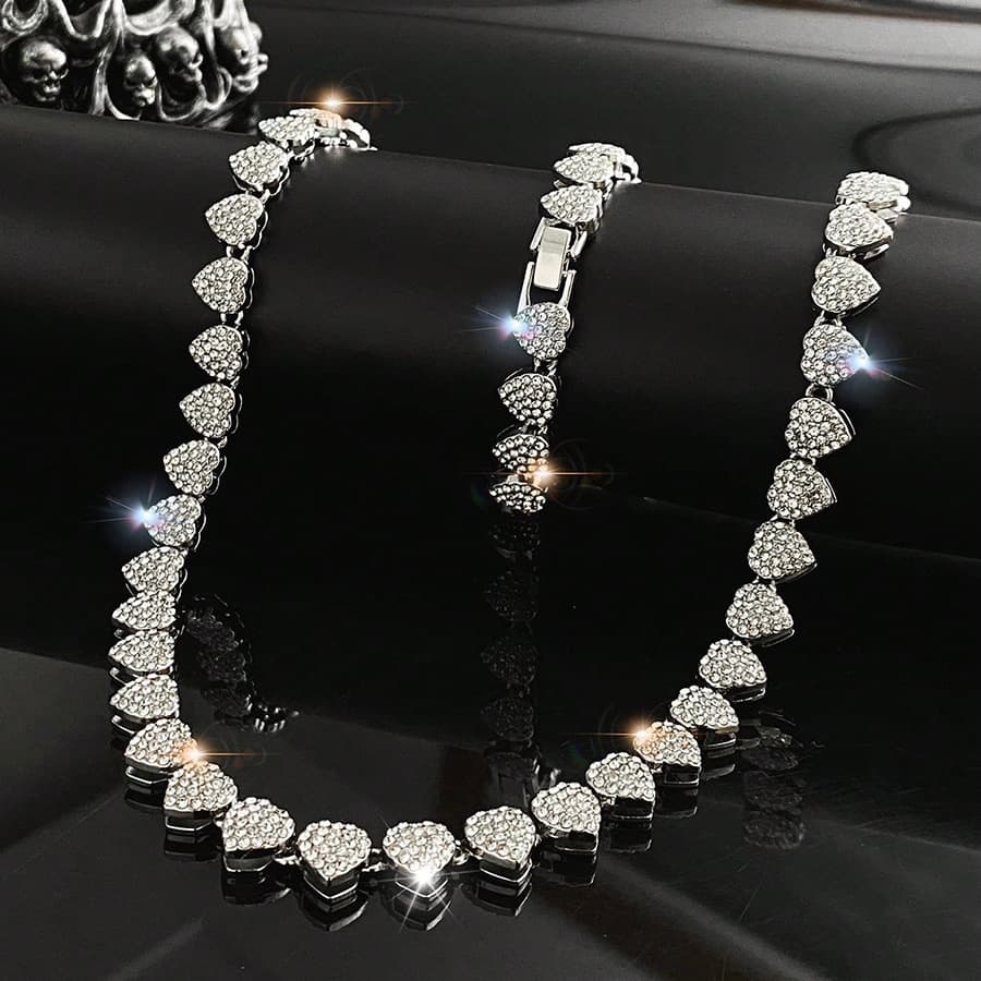Cross-border Hot Selling Fashion Trendy Exquisite Cuban Chain Heart Necklace Women's Jewelry