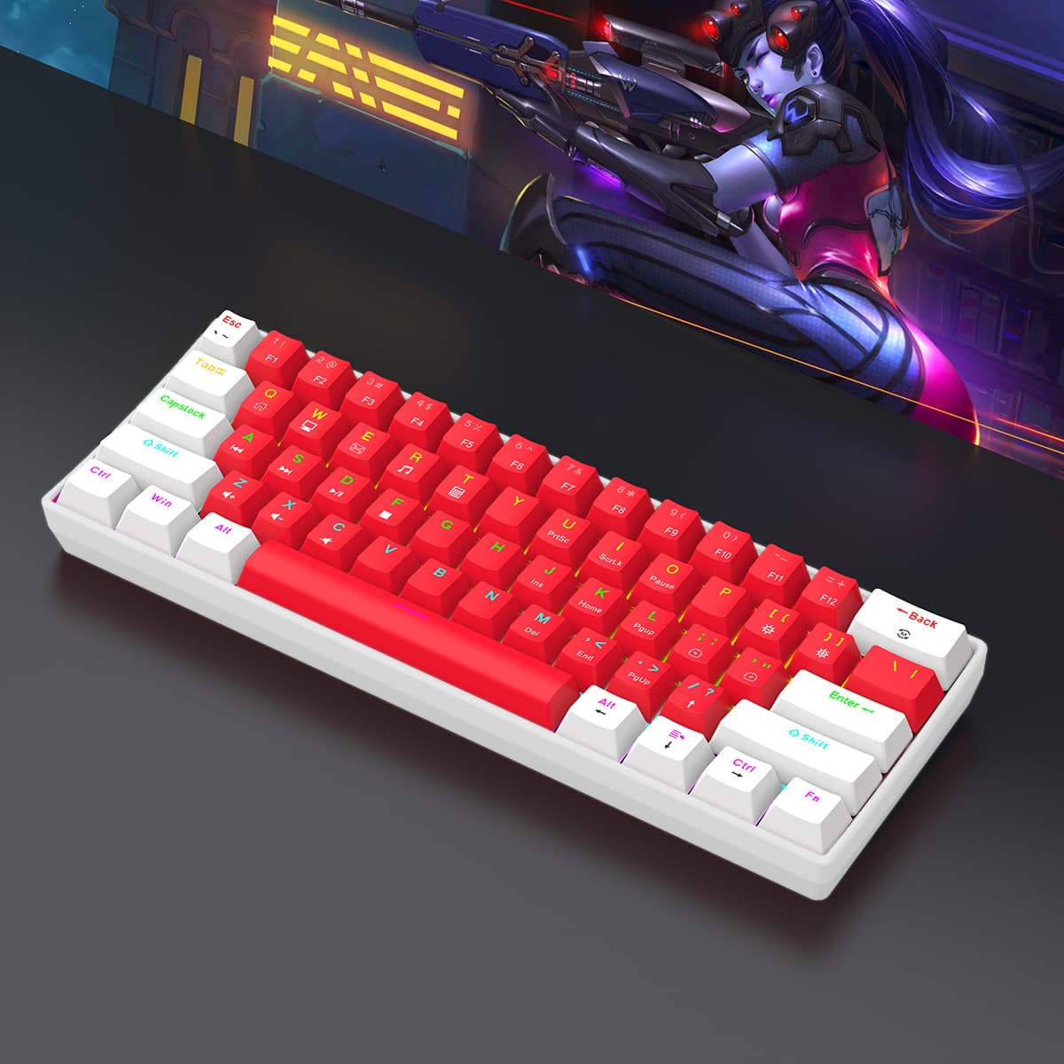 Clavier d'ordinateur portable compact et portable, 61 touches, rétroéclairage RGB, pour le jeu et les affaires.
