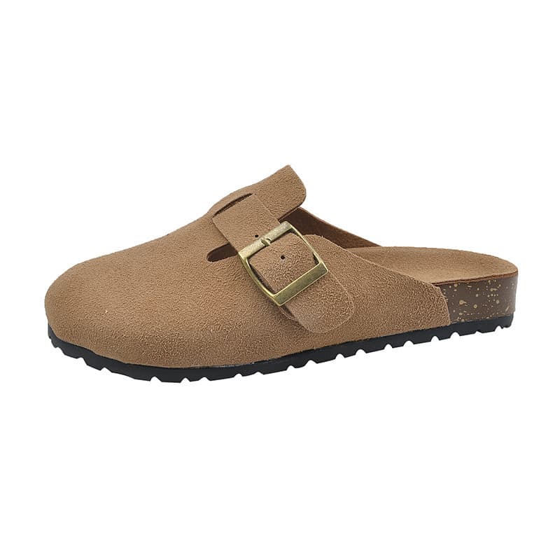 Mules compensées en peluche pour femmes, mocassins à bout fermé et semelle épaisse rehaussante, chaussures décontractées