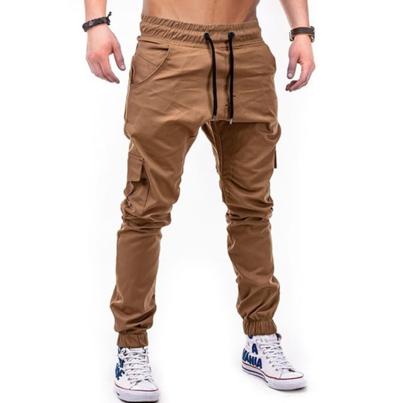 Men's cargo multi-pocket woven fabric track pants