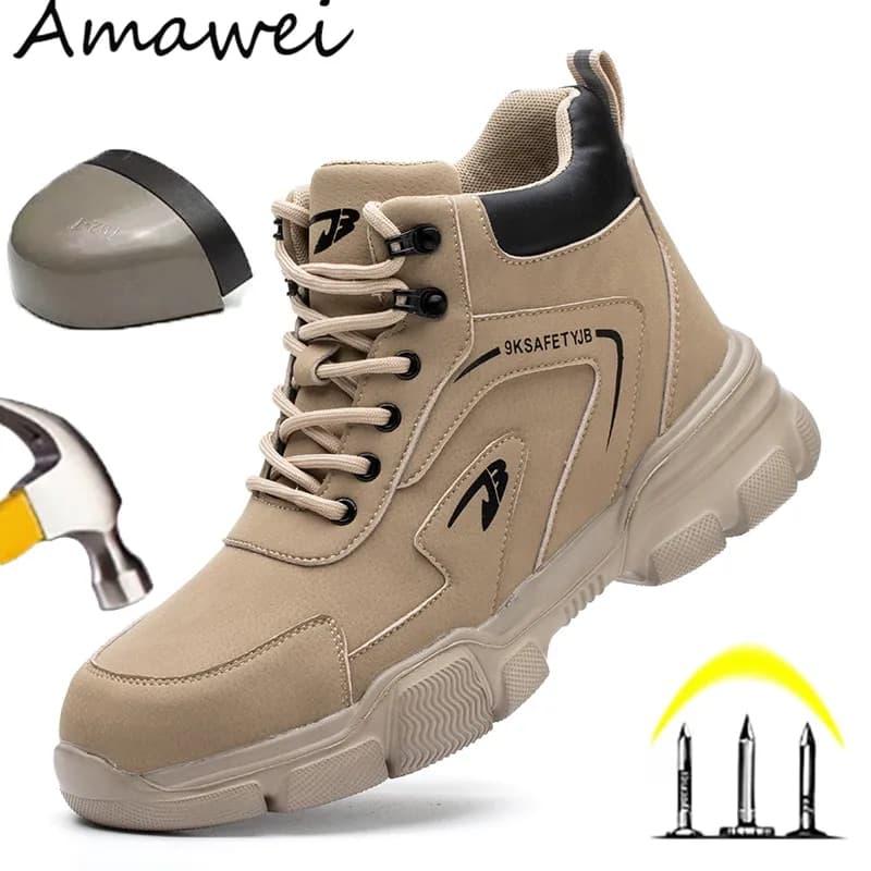 Men Safety Boots Anti-smash Anti-stab Sneakers Steel Toe Male Work Boot Indestructible Shoes