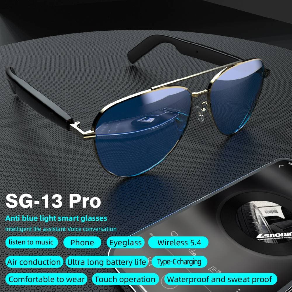 Bluetooth Audio Smart Glasses For Men Women, Smart Sunglasses With Speakers And Mics Open Ear Music Hands-Free Calling, Volume Control, Anti-UV Lens
