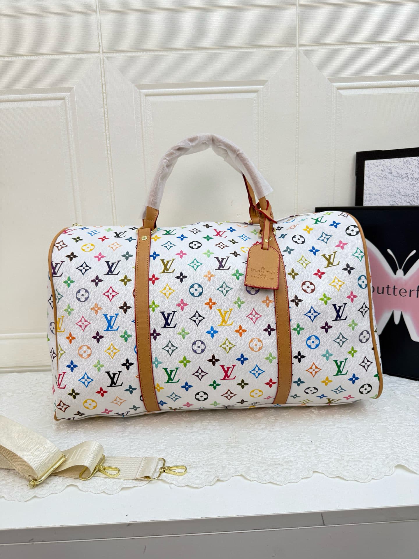 Grand sac de voyage vintage à bandoulière, résistant, 47 x 21 x 29 cm