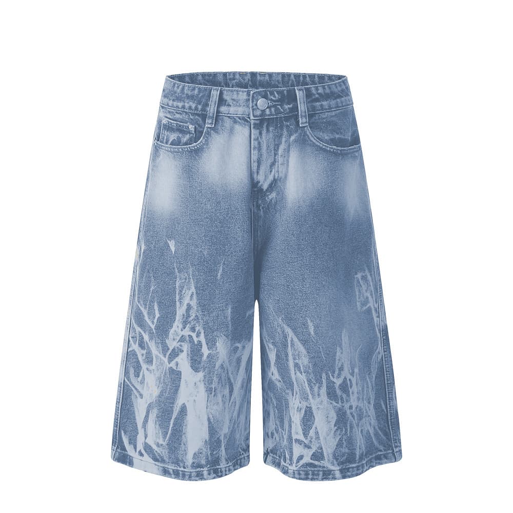 Men's Clothing High Street Men's Jeans Men's Niche Tie Dye Worn Straight Wide Leg Trendy Brand Loose New Men's Shorts