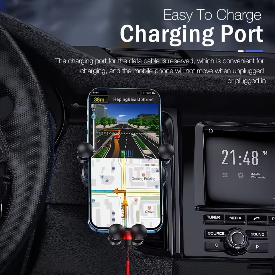 Car Phone Holder - Cute Cartoon Design, Gravity Auto-Clamping Air Vent Mount, Durable Plastic, Hands-Free Mobile Support, Ideal For Various Vehicles