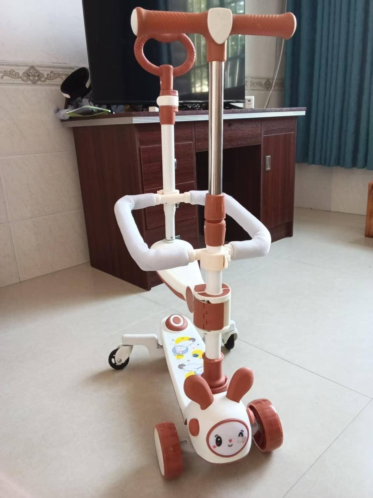 New Plastic Children's Scooter 1-7 Years Old Boys And Girls Music Scooter Can Sit On A Push Folding Scooter