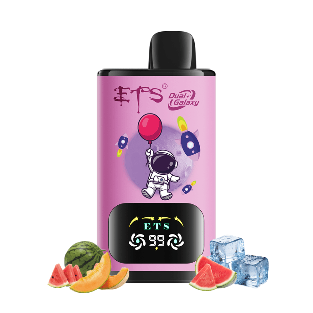 ETS Dual Galaxy 30000 bouffées Vape jetable 2 en 1, saveurs fruitées interchangeables, cigarette électronique rechargeable avec affichage numériq