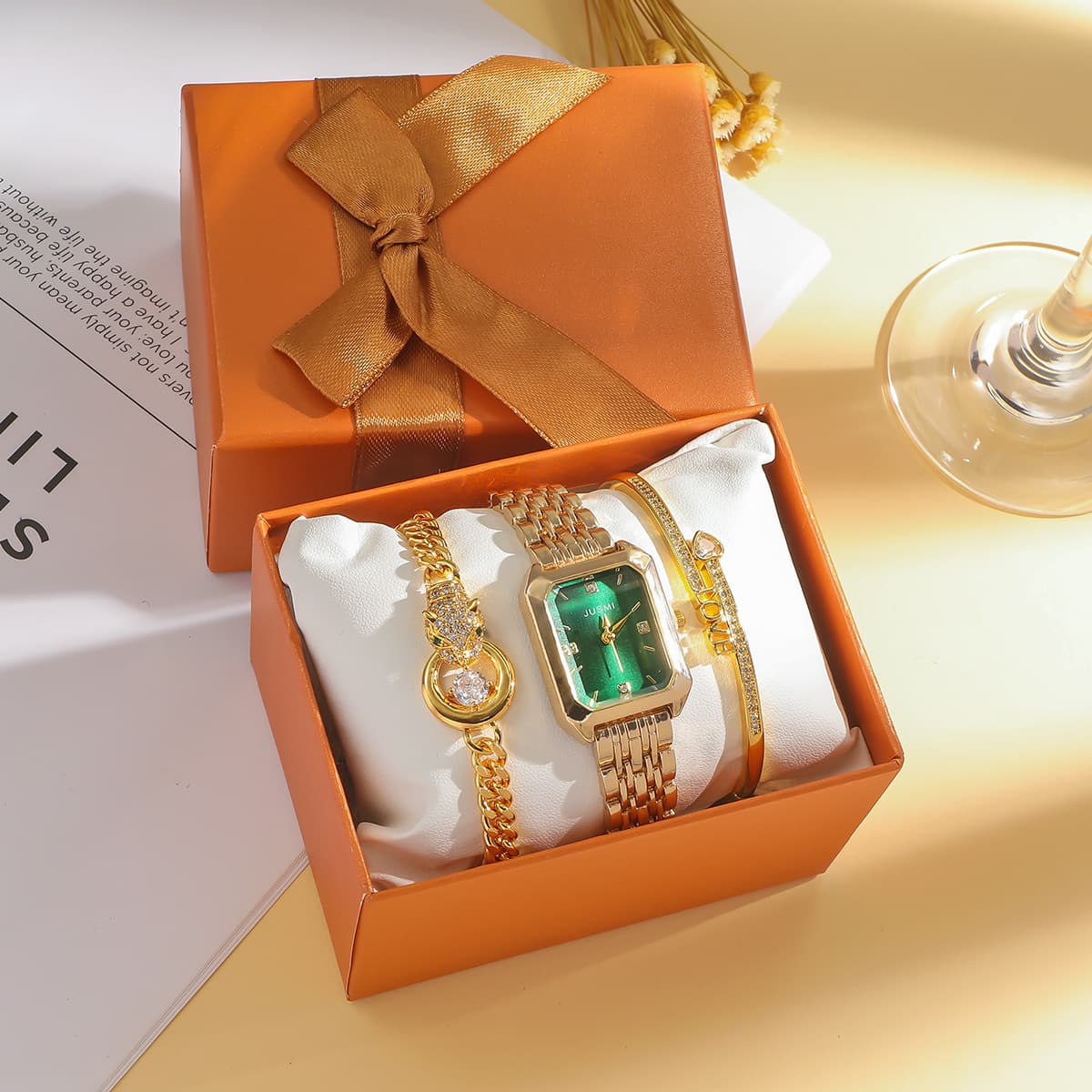 Women's Watch And Jewelry Set Women's Vintage Steel Band Watch Fashion Quartz Watch Bracelet Gift Set
