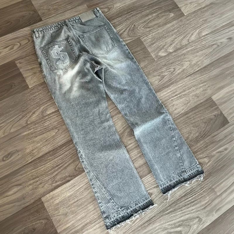 Europe And The United States Are Popular, American High Street Trend Fashion Retro Versatile Casual Jeans, Washed And Old Solid Color Straight Pants