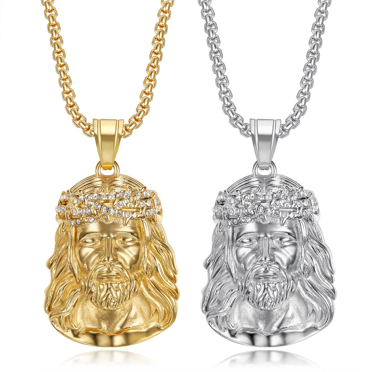 Hip Hop HIPHOP Religious Necklace Titanium Steel Gold Plated Diamond Jesus Pendant
