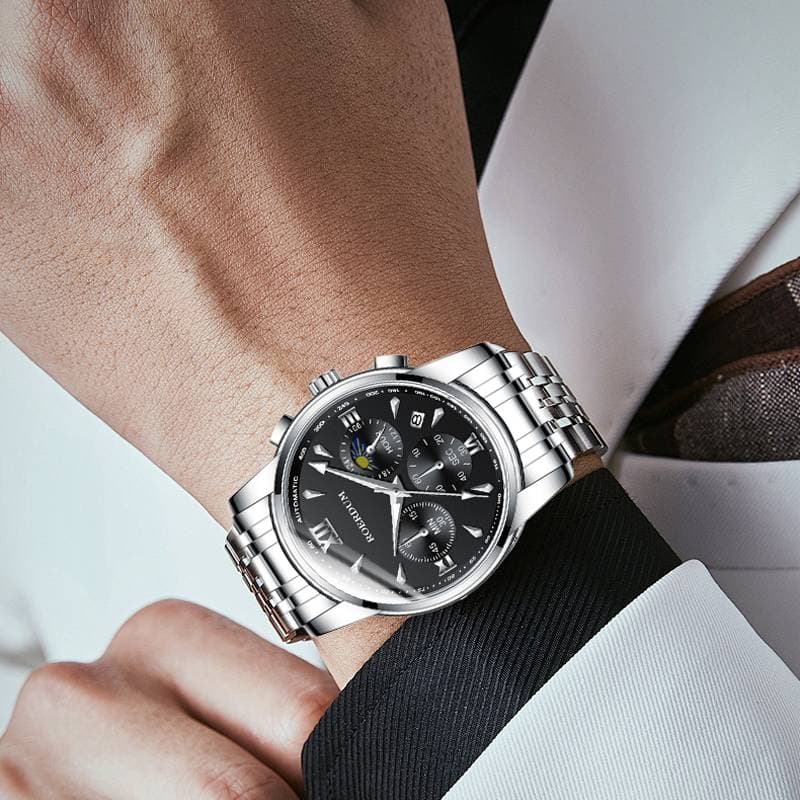 ROERDUM Cool Play Series - Quartz Movement , Stainless Steel Bracelet , Silver-Black Dial , Casual & Stylish Men's Watch